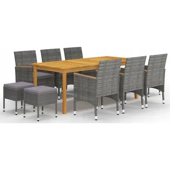 Zahradní sestava Sada plast zahradního nábytku VidaXL , šedá, 11dílná
