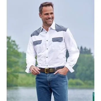 Pánská košile Atlas For Men Bílá košile ve westernovém stylu, Bílá, Velikost XXL M1127