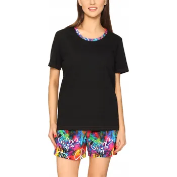 Dámské pyžamo Merry Style Dámské pyžamo bavlněné s krátkým rukávem Černé S