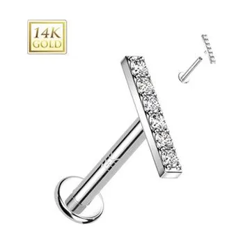 Piercing ZL01250-1206-WG Zlatý piercing do brady - labreta, Au 585/1000