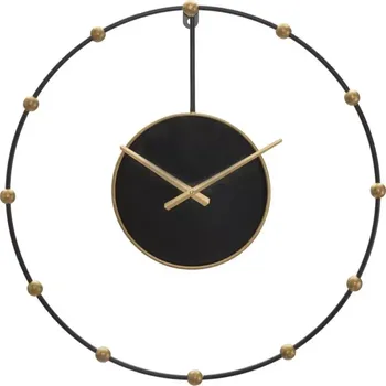 Hodiny Kovové nástěnné hodiny Pearl 61 cm černé/zlaté