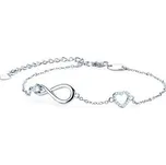 MN306 Stříbrný náramek s moissanity - nekonečno - ležatá osmička
