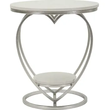 Konferenční stolek Odkládací stolek Heart 40 cm stříbrný/bílý mramor