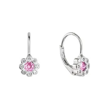 Náušnice EG9008-PK Stříbrné náušnice dětské kytičky - květiny