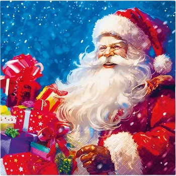 Papírový ubrousek Ubrousky PAW L 33x33cm Santa Claus With Gift Boxes