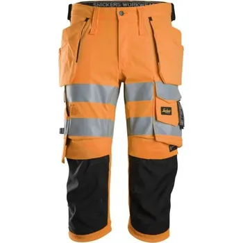 montérky Snickers Workwear | Kalhoty ¾ Pirate Stretch reflexní s PK oranžové - Oranžová / 50 / 50 / oranžová