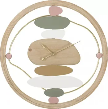 Hodiny Dřevěné nástěnné hodiny Colorful 57 cm hnědé/vícebarevné