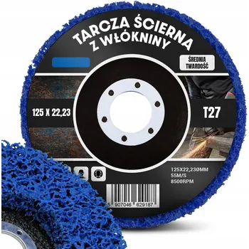 Brusný kotouč Brusný kotouč z NETKANÉ TEXTILIE 125 mm T27 MODRÝ Střední pro čištění rzi 2T-T