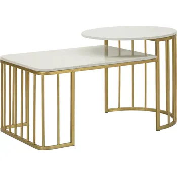 Konferenční stolek Konferenční stolek Ankara 90 cm zlatý/mramor
