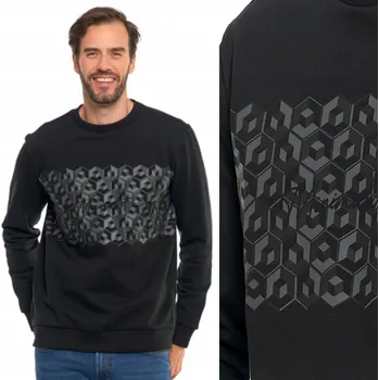 Pánská mikina Pánská Pánská Mikina s Bez Kapuce s potiskem černá bavlna, stylová, MORAJ XXL