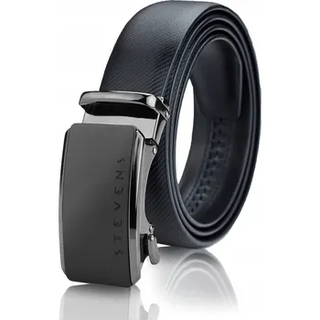 Opasek Kožený opasek Automatický Pánský Černý STEVENS Spona Kalhoty Oblek 135 cm