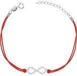 IT0014-R Červený náramek se stříbrným nekonečnem - nekonečno - ležatá osmička