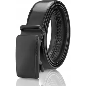 Opasek Kožený opasek Automatický Pánský Černý STEVENS Spona Kalhoty Oblek 115 cm