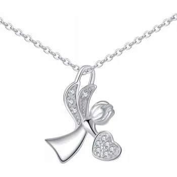 Náhrdelník STŘÍBRNÝ NÁHRDELNÍK 925 SRDCE ANDÍLEK SVATÉ PŘIJÍMÁNÍ