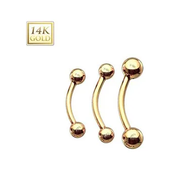 Piercing ZL01107-1206-YG Zlatý piercing do obočí - kuličky, Au 585/1000