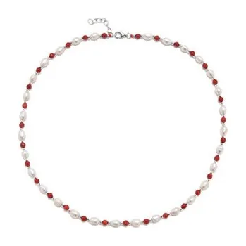 Náhrdelník AU1003 Náhrdelník přírodní Korál a perly, stříbro AG925