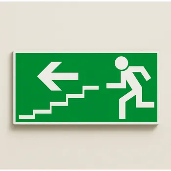 Značení Traiva s.r.o. Únikové schodiště vlevo dolů Verze: Plast 300 x 150 mm tl. 1.1 mm - fotoluminiscenční - Kód: 00140