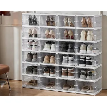 Botník Skládací botník, skříňka na oblečení, vertikální, 6 úrovní, výška 105 cm