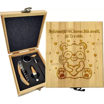 Víno Sablio Dárková sada na víno Nejkrásnější věc, kterou Bůh stvořil, jsi Ty a růže srdce: 147×168×49 mm