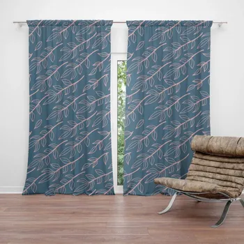 Závěs Sablio Závěs Růžové malované lístky: 2ks 140x250cm