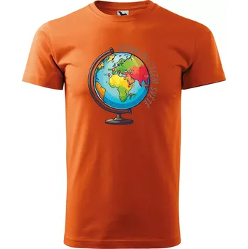 Pánské oblečení Sablio Tričko s potiskem Létám po celém světě - oranžové L