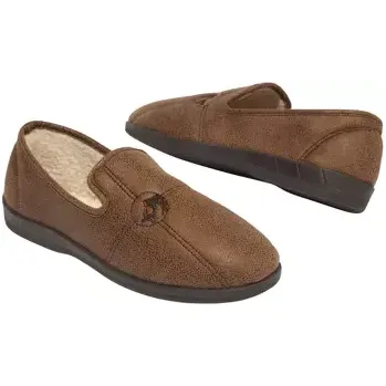 Pánské pantofle Atlas For Men Bačkory z imitace semiše zateplené umělou kožešinou, Hnědá, Velikost 40 M4144