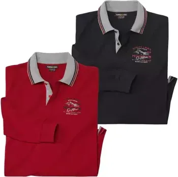 Pánské tričko Atlas For Men Sada 2 bavlněných polokošil Highlands, Černá, Velikost 5XL Q1137