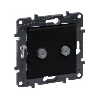 Elektrická zásuvka Simon 10 Anténní zásuvka typ F dvojitá CASF2.01/49 černá