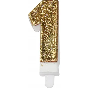 Svíčka Svíčka číslice premium č. 1 zlatá 7,3 cm