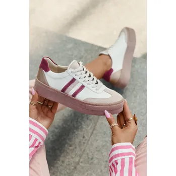 Dámské tenisky Kožené dámské sneakersy na platformě Zazoo N1234 Barva: Béžová, Velikost: 37