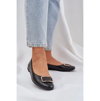 Dámské lodičky Eko kožené baleríny se zdobením Tulnelia Barva: Černá, Velikost: 40