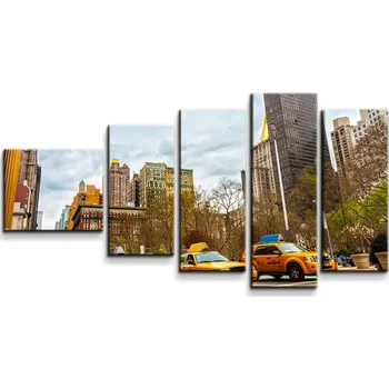 Obraz Sablio Obraz - 5-dílný Žluté taxiky 2 - 100x60 cm