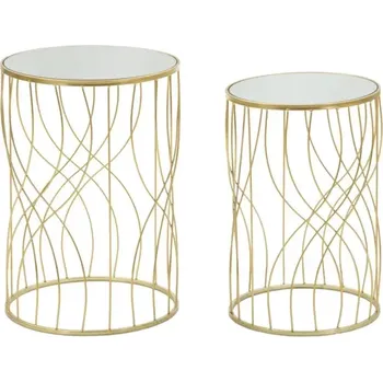Konferenční stolek Sada 2 ks odkládacích stolků Ligne zlatá