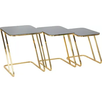 Konferenční stolek Sada 3 ks odkládacích stolků Simple zlatá/černá