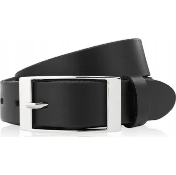 Opasek PÁSEK KOŽENÝ OPASK ČERNÝ 90 cm SE STŘÍBRNOU PŘEZKOU PAOLO PERUZZI PG-02-BL