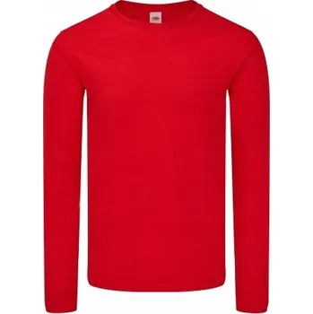 Pánské tričko Pánské ikonické Tričko s dlouhým rukávem Fruit of the Loom červené XXL