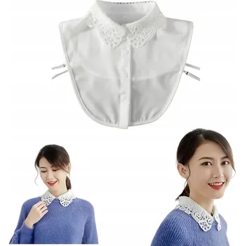 Dámská košile Košile s falešným límcem a sponou. Bílý krajkový límec