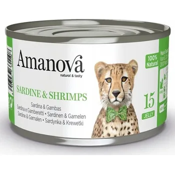 Krmivo pro kočku Amanova Cat Sardine & Shrimps - Sardinky a krevety v želé, konzerva