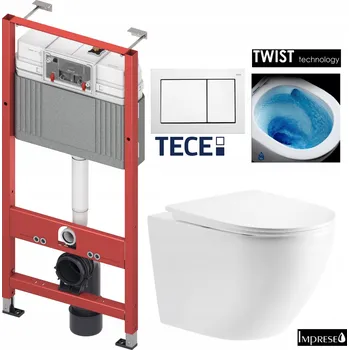 WC sada Podomítková nádržka Tece Base pro závěsnou misky + držáky