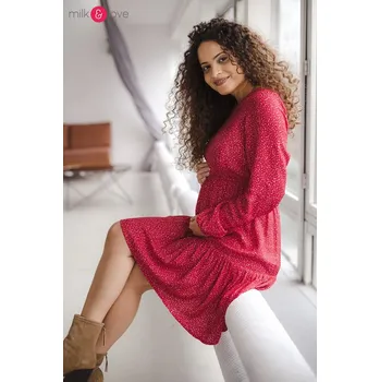 Těhotenské šaty Těhotenské, kojící šaty, dl.rukáv, Lovely Dress Red