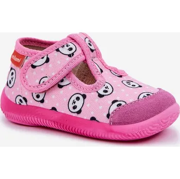 Chlapecké bačkory Pantofle Milami Dětské Elastické Na Suchý Zip S Míčky Ambette Barva: Růžová, Velikost: 23
