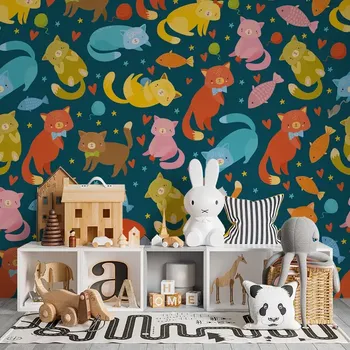 Tapeta Sablio Tapeta Kočky s rybkami - 125x75 cm