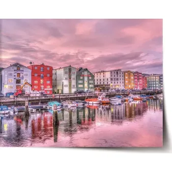 Plakát Sablio Plakát Barevné domky na pobřeží - 90x60 cm