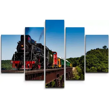 Obraz Sablio Obraz - 5-dílný Vlak na mostě - 125x90 cm