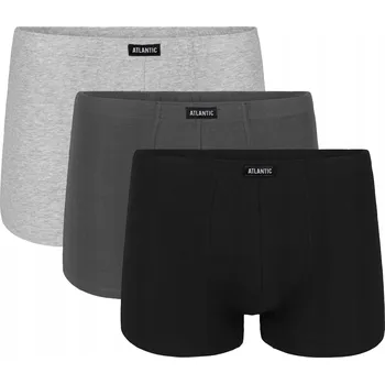 Pánské spodní prádlo Atlantic Pánské boxerky bavlněné hladké 007 3-pack černé/šedé/tmavě šedé S