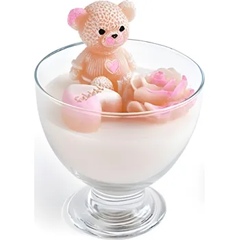 Svíčka Vosková svíčka Méďa 14 cm béžová