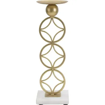 Svícen Kovový svícen Star 32 cm zlatý/mramor