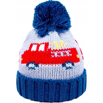 Čepice CHLAPECKÁ ZIMNÍ ČEPICE S BAMBULÍ A PODŠÍVKOU HASIČI 48-50 1-3 LET