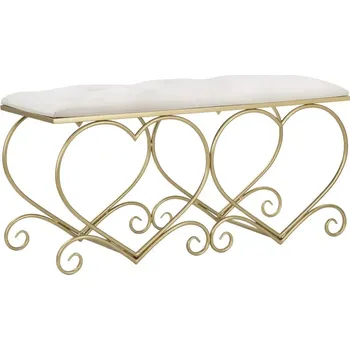 Zahradní lavice Lavice Heart 105 cm samet zlatá/krémová