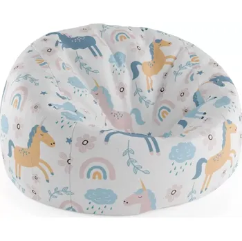 Sedací pytel Sablio Sedací vak Cocoon Duhoví jednorožci - 75 x 45 x 35 cm